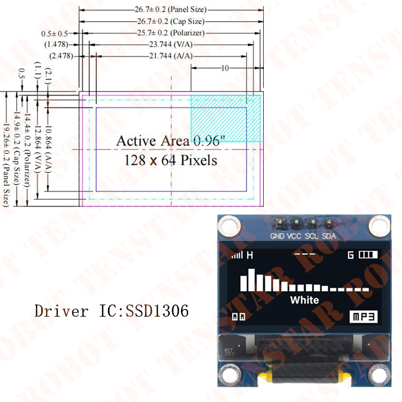TENSTAR 0.96 Inch OLED SSD1306 - Ssd1306 ulasan dan harga
