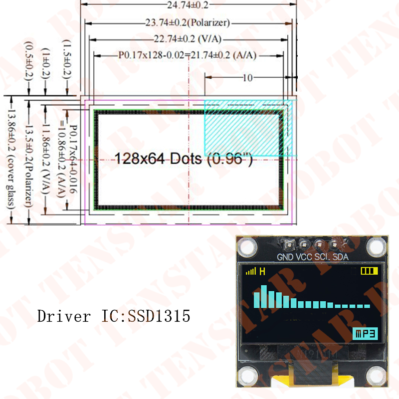 TENSTAR 0.96 Inch OLED SSD1306 - Ssd1306 ulasan dan harga