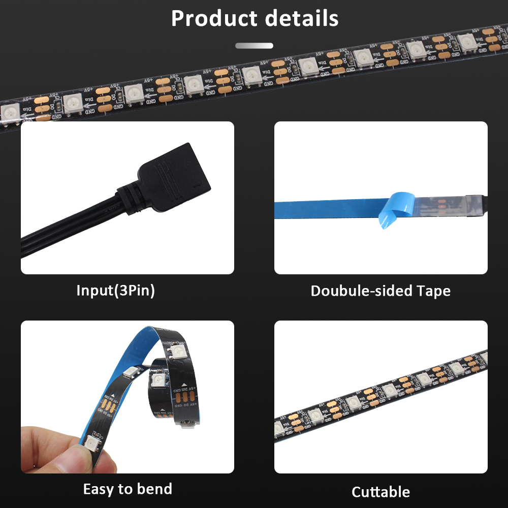 WS2812B 5V 3Pin ARGB LED Strip - Ws2812B Strip 5V ulasan dan harga