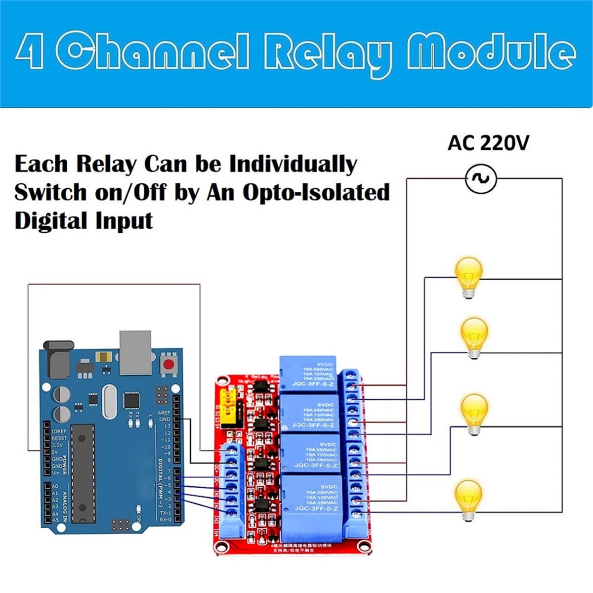 A49T 4 Channel Relay Module 5V - Relay Module 4 Channel ulasan dan harga