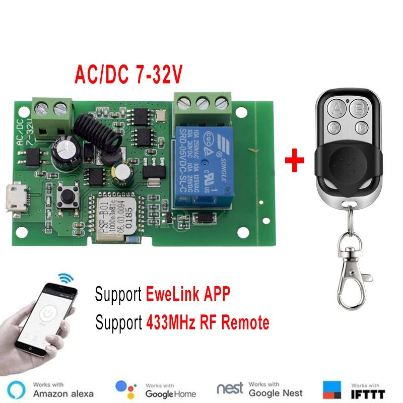 Ewelink AC/DC 5V 7V-32V 1 Chan - Relay Module 1 Channel ulasan dan harga