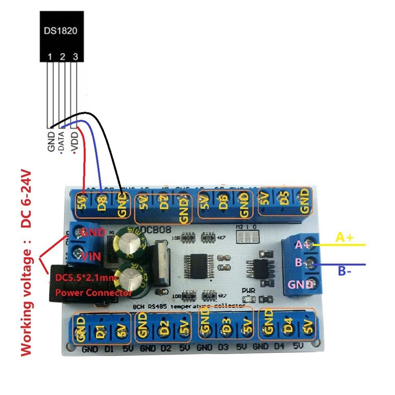 ELETECHSUP 8Ch Ds18b20 Rs485 M - Ds18B20 ulasan dan harga