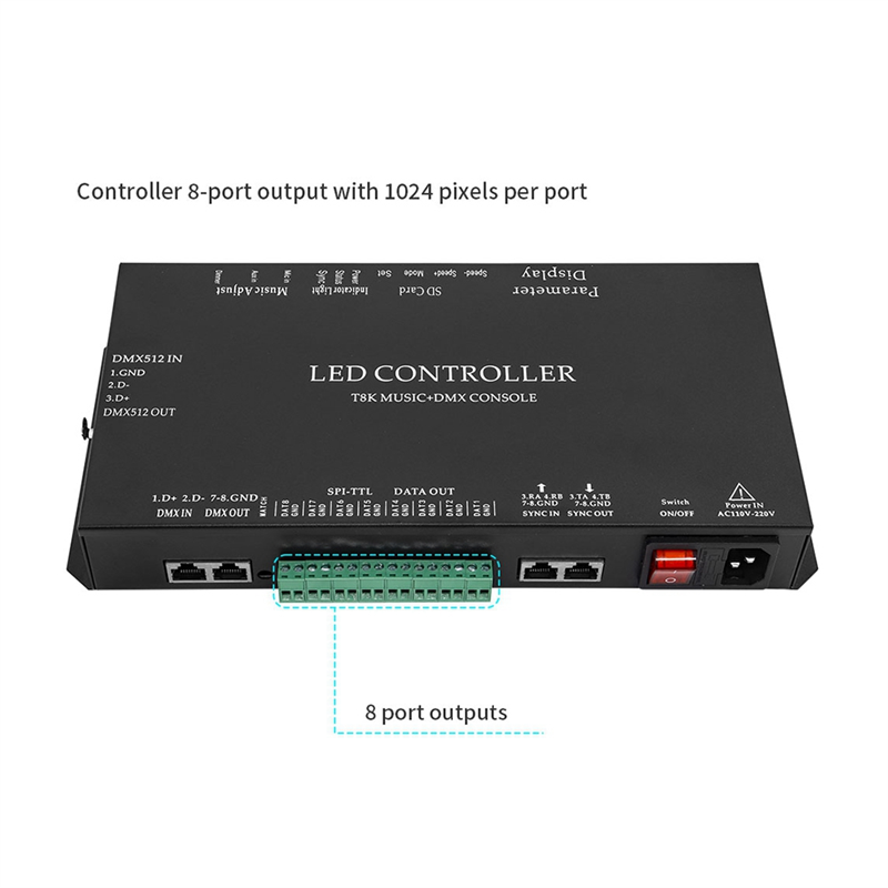 T8K Music+DMX Console 8Channel - Ws2812B ulasan dan harga